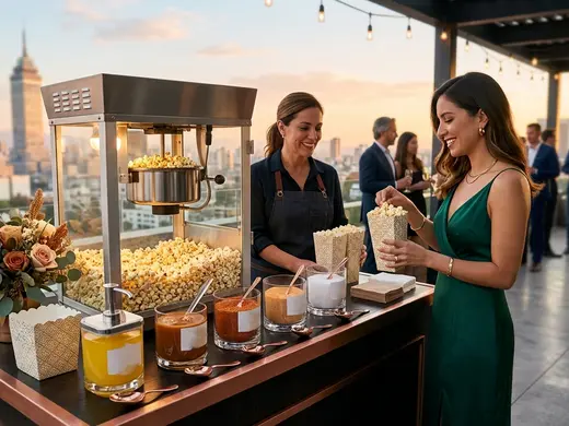 Barra de palomitas y toppings