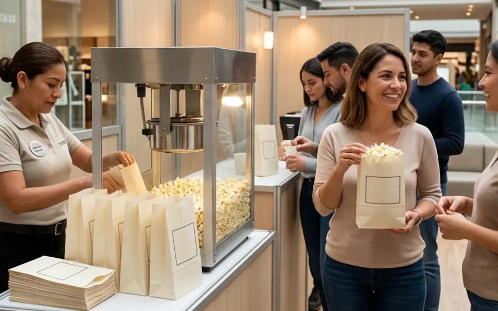 Bolsas de palomitas personalizadas con el logo de una marca
